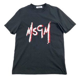 MSGM Milano Black T-Shirt Size M Designer Retro High Fashion Italy